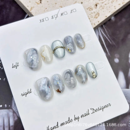 10Pcs Faux Ongles Réutilisables Fait à la Main જ⁀➴