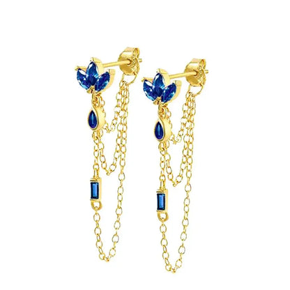 925 Sterling Zircon Geometric Boucles d'Oreilles Pendantes