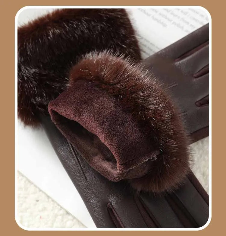 Hiver Luxury Faux Cuir/Fausse Fourrure Gants ⟢