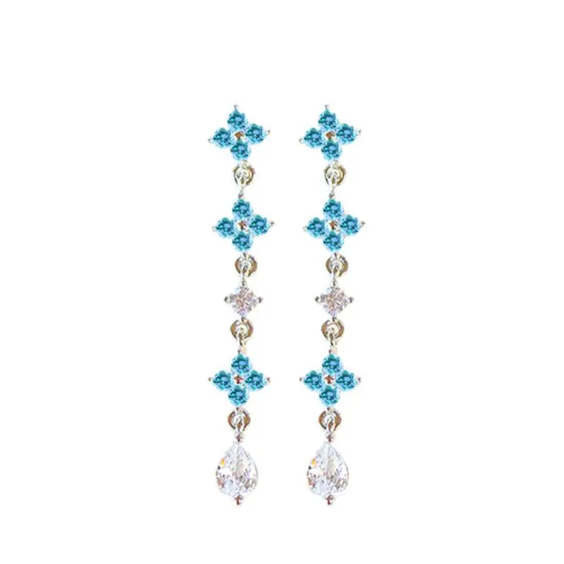 925 Sterling Zircon Geometric Boucles d'Oreilles Pendantes