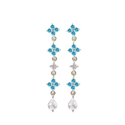 925 Sterling Zircon Geometric Boucles d'Oreilles Pendantes