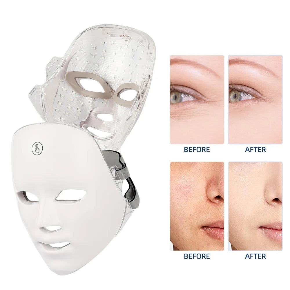 Rechargeable Facial LED Mask 7 Colors LED Photon Beauty Mask Skin Rejuvenation (STOCK Limité)
