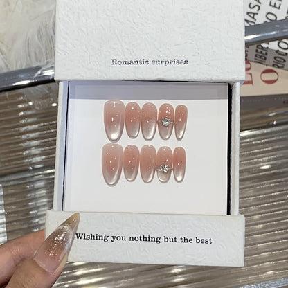 10pc Cat Eye Almond Haute Qualité Faux Ongles Réutilisable  ─ .✦