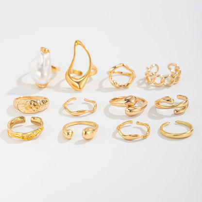 12Pcs/Set Vintage Imitation Perle Bagues ─ .✦